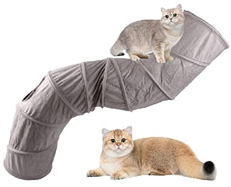 Katzentunnel, S Förmiger, Faltbarer, Interaktiver Crinkle Kätzchentunnel mit Großem Raum, Interaktives Katzenspielzeug für Den Innenbereich, Kätzchentunnel für Katzen, Welpen