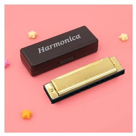 Holzblasinstrument Musik 20 C-Ton C Blues Mundharmonika Mundharmonika Diatonische Harfe 10 Löcher Harfe klassische Mundharmonika(Gold)