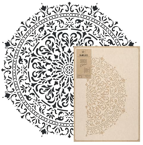 NAKLEO Große Schablone, Durchmesser 55,9 cm, Glamour Mandala, wiederverwendbare Kunststoffschablone, Kunsthandwerk DIY, großes geometrisches Muster zum Malen von Wand, Boden, Holz, Stoff, Möbel