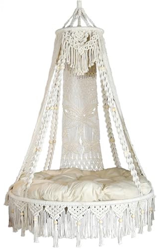 Sillon Colgante Interior, Silla Colgante con Cojín, Sillón Balancín de Trenzado en Algodón, Columpioe Jardín Soporta hasta 150 kg, Incluyen Accesorios(80cm(31.49in))
