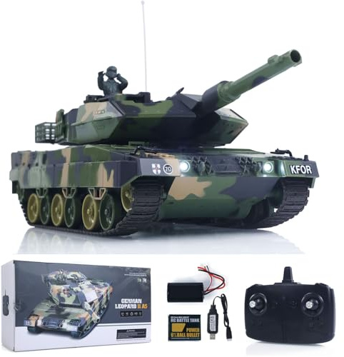wheelfun Henglong 3809 2,4 GHz 1/24 RC Tank Leopard 2 A5 Télécommande Modèle BB Tir Effets de tir Infrarouge Battle Spray Eau Simulation Lumière Son Hobby Grade Model