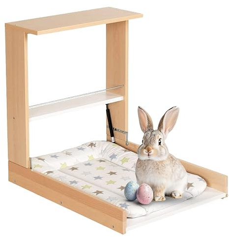 Geuther Wand Wickelregal Wicki I Wickeltisch klappbar inkl. Wickelauflage I Platzsparende Wickelkommode klappbar für Babyzimmer I Wandwickeltisch mit Regalfach I Wickelunterlage abwaschbar | Natur