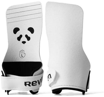 Reyllen Panda Grips Poignées de gymnastique pour crossfit, crosstraining et fitness fonctionnel Protection musculaire pour homme et femme Utilisation avec craie, bandes de poignet et sac de transport