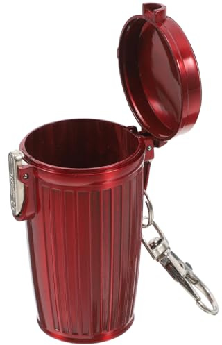 YOSADIER Cenicero De Bolsillo Portátil Con Tapa Sellada, Mini Bote De Basura Cilíndrico Rojo, Ignífugo y Compacto Para Viaje, Coche y Uso Exterior, Fácil Transporte Para