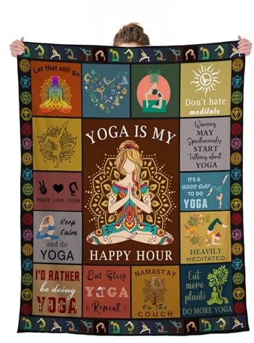 cnnouart Coperta da yoga per donne e mamme, regalo per istruttori e insegnanti, amanti dello yoga, idea regalo per donne di compleanno (130 x 150 cm)
