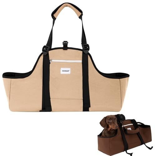 Duuclume Tragbare Hundetasche, Nylon, leicht, wasserabweisend, Dackel-Haustier-Tragetasche, Lange Hundetasche, bis zu 8 kg, mit U-förmiger Öffnung und Anti-Ausbruch-Clip