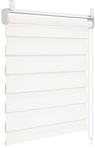 WOLTU Tenda a Rullo Giorno e Notte senza Foratura, 90x120 cm, Crema | Preassemblata, Tenda Oscurante e Filtrante, Doppio Strato per Finestra e Porta, Larghezza Tessuto 86 cm