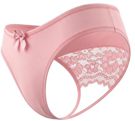 Eagerlove Women's Sexy Lace Thong Plus Size Panties Bow Low Rise G String Cheeky Silky Smooth Underwear