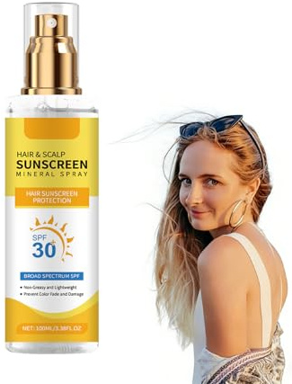 Scalp Sun Protection Spray - Lightweight Sun Cream Spray for Hair - Non-Greasy Waterproof SPF30 Scalp Sunscreen for All Type Hair, Hiking, Beach or Running