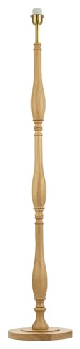 Happy Homewares Traditional and Classic Oak Wood Floor Lamp Base with Sleek Triple Segment Design | 133cm x 25cm | Inline Foot Switch on White Cable