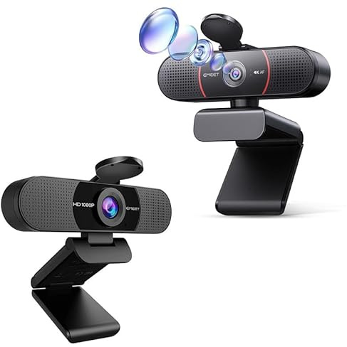EMEET C960 1080P & C960 4K UHD Webcam - Zwei Auflösungen mit Lichtkorrektur für Flexible Nutzung in Meetings