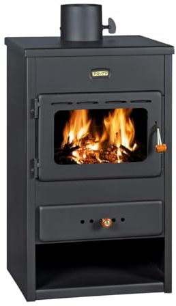 Prity K1 - Estufa de leña, 9,5 kW, clase energética A, eficiencia del 77,8%, quemador de leña independiente, conservación de madera, certificado CE