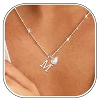 Smilya Mit Buchstaben Kette Silber 925 Damen – hypoallergene Herz Mit Initialen Namen Kette Damen – Sterling silber ketten für Women Silver Inital Heart Neckalce Women