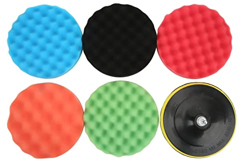 Srliya Polierschwamm-Pads, Polierpads, Schaumstoff-Polierpads, 17,8 Cm Dick, Saugfähig, Gleichmäßige Verteilung, Schneidet und Poliert Klarlacke mit Elektrischem Bohrer-Adapter fü