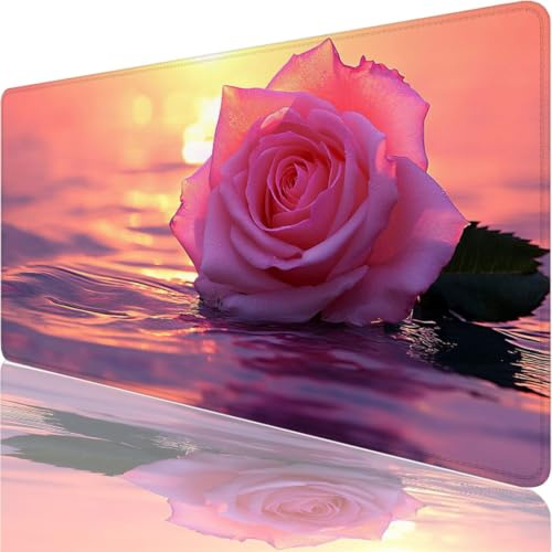 Tappetino Mouse XXL, 1400x600x3mm Tappetino per Mouse con rosa, Tappetino Scrivania da Gaming in Gomma Antiscivolo di Grande Dimensione per Computer Gamer Rosa XF-271