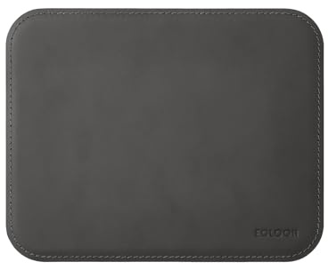 Eglooh - Herms - Mauspad aus Leder Anthrazit Grau cm 25x20 - Mousepad für Schreibtisch und Büro, handwerkliche Nähte und abgerundeten Kanten - Made in Italy