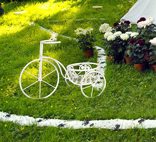 Euronovità EN-222180 Porta Piante Bicicletta Con Un Porta Vaso,colore Panna. H37 X 52 X 26 Cm