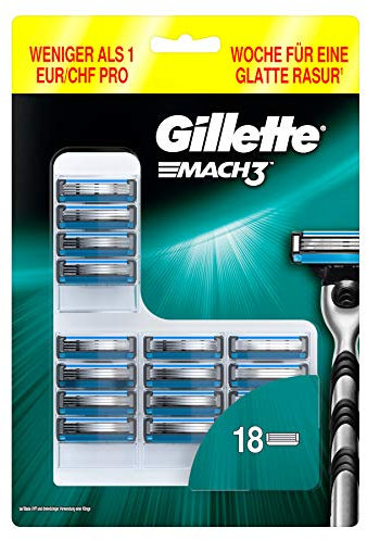 Gillette Mach3 Rasierklingen mit verbesserten Feuchtigkeitsstreifen, 18 Ersatzklingen