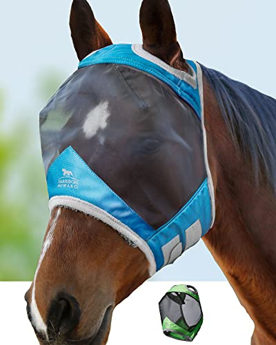 Harrison Howard CareMaster Pro Luminous Pferde Fliegenmaske UV-Schutz Standard Dresden Blau Vollblut (M)