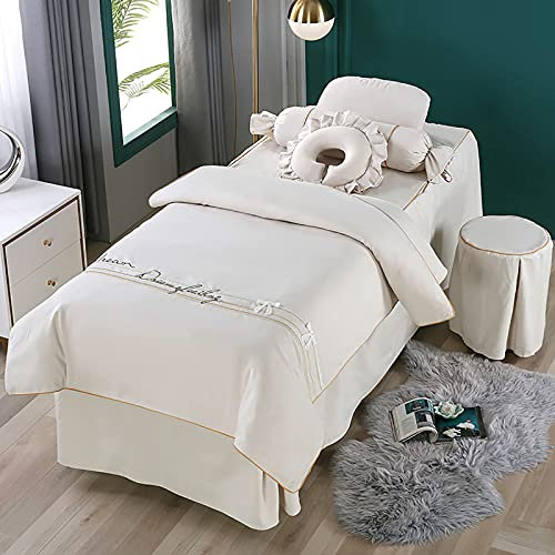 KKLT Mikrofaser Massageliege-Laken,4-teilig Salon Bettdecke Massage Tischrock Fleck-resistent Atmungsaktiv Weicher Bezug Für Massagesalons Für Massageliegen-Beige 190x70cm(75x28inch)