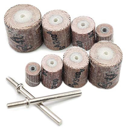 Abrasive polishing Tools 10 Sandpaper Polishing Drill Bits Sandpaper Mop Wheel Spindle Mop Sandpaper Wheel Mounting Baffle Wheel (Color : 15mmx14mm, Mesh : 80#)