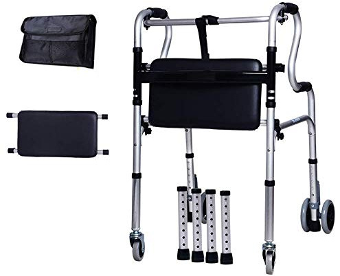 WANWEN Andador, Andador Andador Andadores Plegables Livianos, con Ruedas Marco de Aluminio para Personas Mayores Altura Ajustable es de 19.6-36.8 Little Surprise
