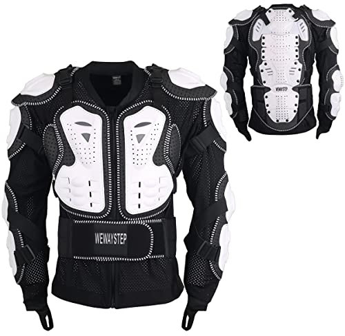 Motorrad-Schutzjacke, Ganzkörperpanzer, Brust-Wirbelsäulenschutz, Dirtbike-Ausrüstung für Herren, Motocross, MTB, Rennsport, Weiß, XL