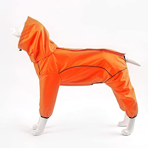 ACSUZ wasserdichte Hundekleidung Großer Hund Regenmantel Mops Französische Bulldogge Wasserdichter All-Inclusive-Regenmantel Heimtierbedarf,Orange,XS