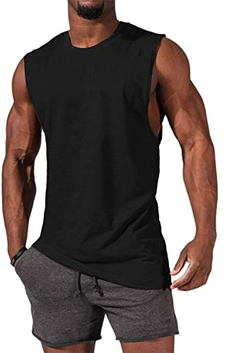 Tongmingyun Herren ärmellose Tank Tops Rundhals Muskelshirts Schwarz L