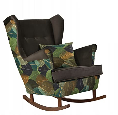 ARI Duo Scandinavian Schaukelstuhl von Family Furniture | Zwei Polstervarianten | Klassisches Design | Moderner Druck | Bequemer Sessel zum Entspannen | Gesteppte Rückenlehne | Holzbeine