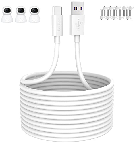 USB C Kabel 5m für Xiaomi Mi Wireless Outdoor Security Camera 1080P,Weiß | Typ C Ladekabel Power Extension Ladekabel für Xiaomi Mi Camera 2K Magnetic Mount,Netzteil Stromkabel für Sicherheitskamera