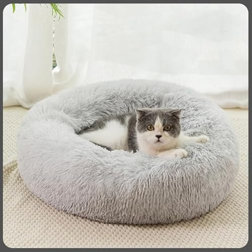 1Pcs Runde Katze Bett Hunde Bett Haus Zwinger Haustier Matten Weiche Lange Plüsch Matte Haustier Warme Korb Kissen Katzen Haus Sofa Maschine Waschen Zwinger