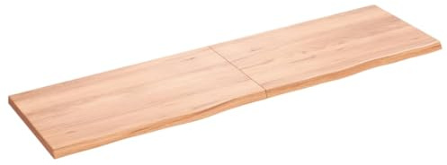 vidaXL Tischplatte, Schreibtischplatte mit Naturkante, Holztischplatte für Esstische Couchtische, Esstischplatte Couchtischplatte DIY Platte, Hellbraun Massivholz Eiche Unbehandelt