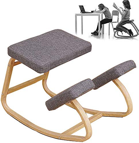 ALEjon Grauer ergonomischer Kniestuhl: Schaukelhocker aus balancierendem Stahl für das Heimbüro mit dicken Kissen (29,5 x 17 x 21 Zoll)