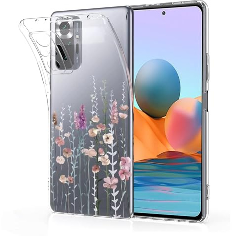 Kaywzo Hülle für Xiaomi Redmi Note 10 Pro,Transparent TPU Handyhülle mit Gemälde Blume Muster,Ultradünn Stoßfester Schutzhülle,Schön Silikon Cover Case-3