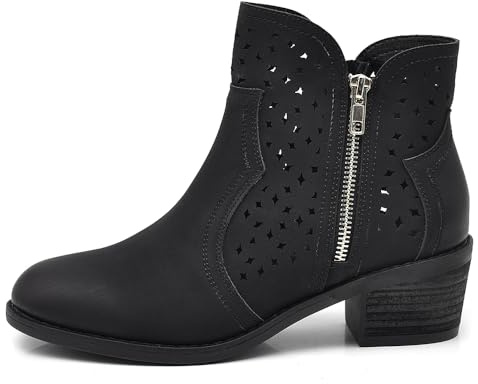 IF Fashion Stivali Stivaletti da Donna Traforati Con Cerniera Primaverili Estivi Pelle Sintetica GR-6655 Nero N.38