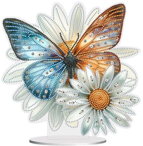 ENCOMAG DIY Diamond Painting Desktop Deko,Rose Schmetterling Blumen Vögel Tischdeko,Diamant Painting,Diamant Malerei Tisch Ornamente für Zuhause,Büro,Dekoration,Geschenk für Familie
