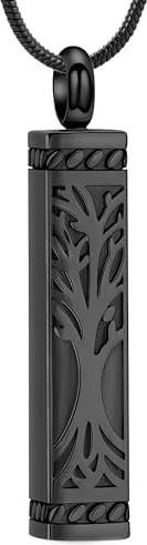 VCCWYQK Tree of Life Urn Necklace for Ashes for Women Men Cremation Jewelry Cube Ashes Keepsake Necklace Bar Urn Pendant Jewelry for Ashes