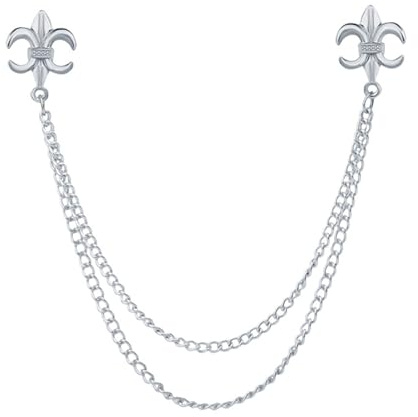 Kragennadeln für Herren Kragen Pin Kette Quaste Brosche Herren Hemd Kragen Pin Corsage Geschäftshochzeit (Farbe : Silver, Size : 17cm)