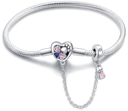 LONGLUCK Armkette Damen Silber 925 Schlange Kette Libellen und vierblättriges KleeblattAnhänger Beads Charm Armband mit 5A Cubic Zirconia für Frauen Geschenk für Sie