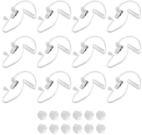 QUARKZMAN Oreja Pieza Auricular Agente Secreto Auricular Disfraz Accesorios con Auriculares, Reemplazo Acústico Tubo para Bidireccional Radio Audio Auriculares, Paquete De 12