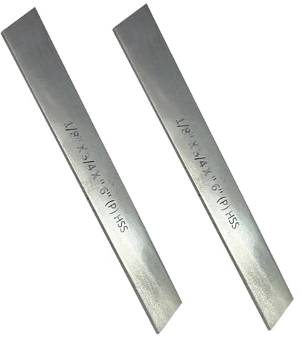 MachEl Set of 2 High-Speed Steel (HSS) Trapezoid Blades 1/8 x 3/4 (Wide) x 6 (Long) for Lathe Parting Cut-off Tools - Hardened, Ground, and Durable