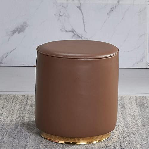 Ottomane aus Leder für Schlafzimmer und Wohnzimmer, Braun, 32 x 35 cm, Schuhwechsel-Fußhocker