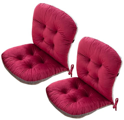 AOPEZIA Stuhlkissen mit Rückenteil Sitz und Rückenkissen mit Bänder Polsterauflage, Gartenstuhlauflage Niedriglehner Auflage Polsterauflage Gartenstuhl(Red,2 Pieces)