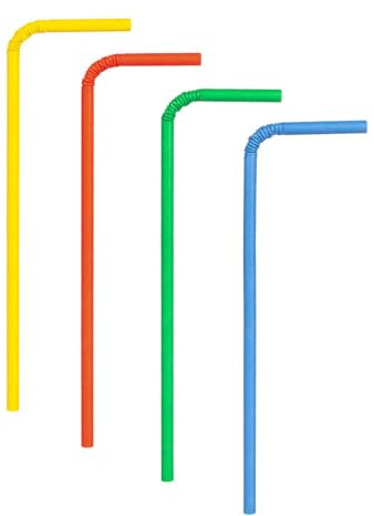 VEPATIM Lot de 200 pailles en papier flexible multicolore Ø 6 mm 24 cm