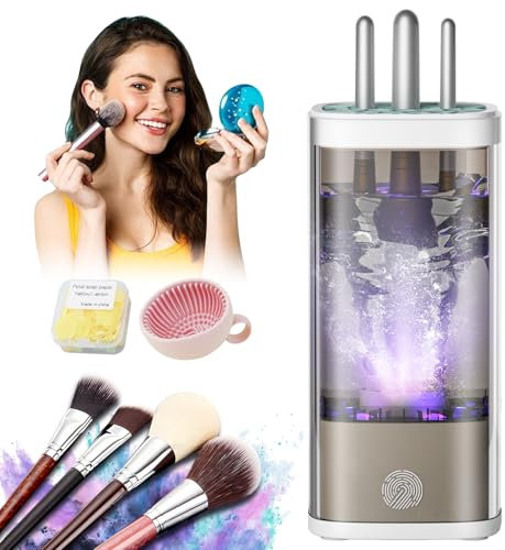 LOZLTX 2025 Pinselreiniger Make Up Elektrisch【Perfektes Design - Kompatibel mit Allen Bürsten】Pinsel Reinigungsgerät【Stärkste Reinigungsleistung - Medizinische UV-Lampe+7000RPM】Grau