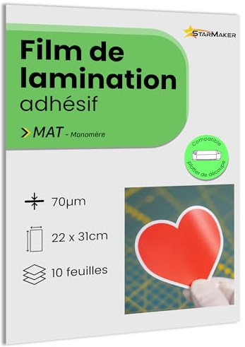 10 Blatt A4 22 x 31 cm Kaltlaminierfolie MATT – Selbstklebende Laminierfolien für Fotos und Aufkleber – Kompatibel mit Schneideplotter