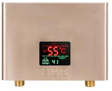 QZCX Chauffe Eau Electrique, Chauffe-Eau Électrique Instantané 3000W/5500W, Mini Conversion De Fréquence Intelligente, Température Constante,pour Cuisine, Salle de Bain, Lavage(Golde,220 3000W)