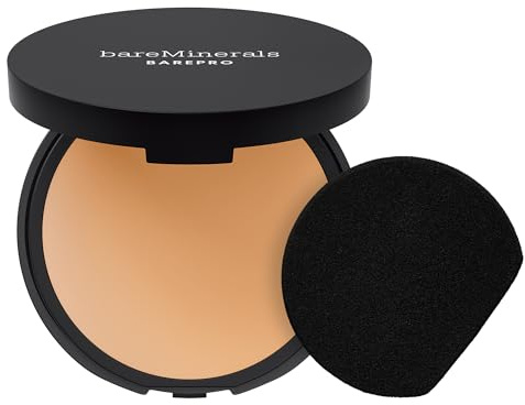 bareMinerals Barepro 24HR Skin-Perfecting Powder Foundation, Matte Pressed Powder Foundation Full Coverage with Plant-Based Squalene, Oil Control, Vegan - Medium 30 Neutral