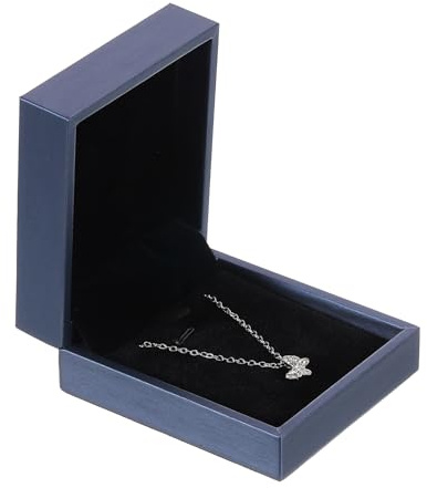 QUARKZMAN Scatola Collana in Pelle per Pendente Scatola Gioielli Regalo Conservazione Vintage per Pendente Scatola Regalo Proposte di Matrimonio Regali Anniversario, Blu